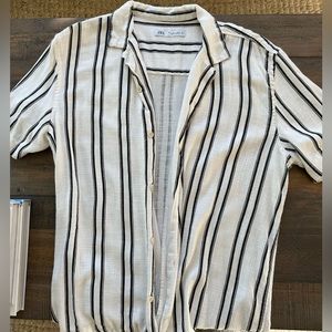 Zara Striped Short Sleeve Button Down